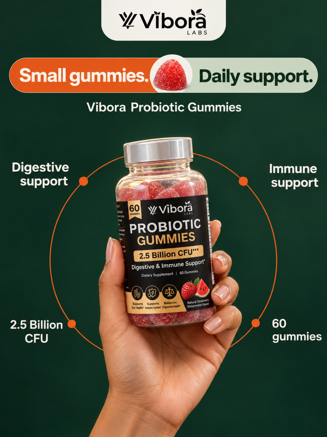 Sugar Free Probiotics pectic Raspberry Watermelon Gummies